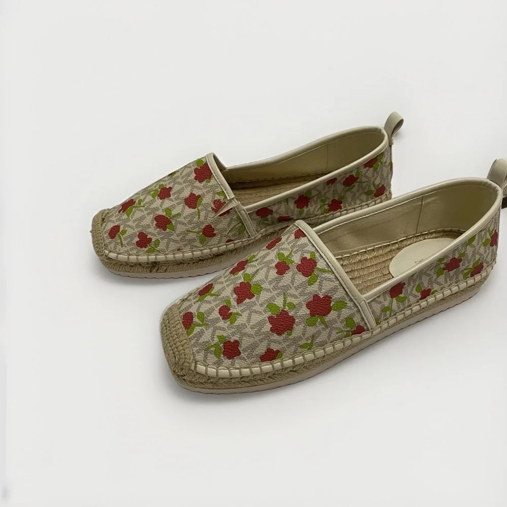 Michael Kors Lenny Espadrille Slip-Ons Floral Logo Women's Size 9M